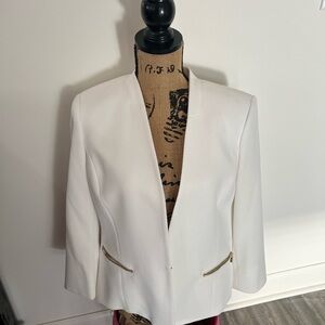 Kasper Women's Cream Blazer with Gold Accents